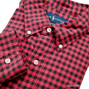 Ralph Lauren Men's LG Red Black Buffalo Check Classic Fit L/S Button Down Shirt